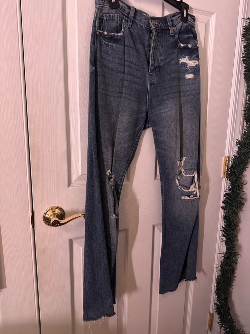 KanCan Distressed Dark Blue Straight Leg Jeans